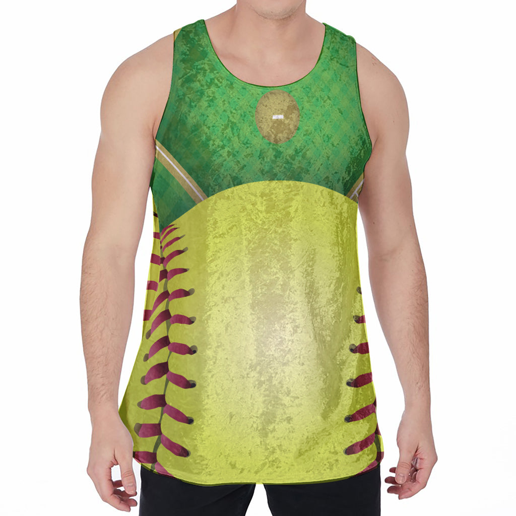 Softball Field And Ball Print Men's Velvet Tank Top