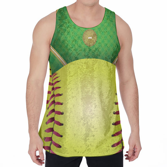 Softball Field And Ball Print Men's Velvet Tank Top