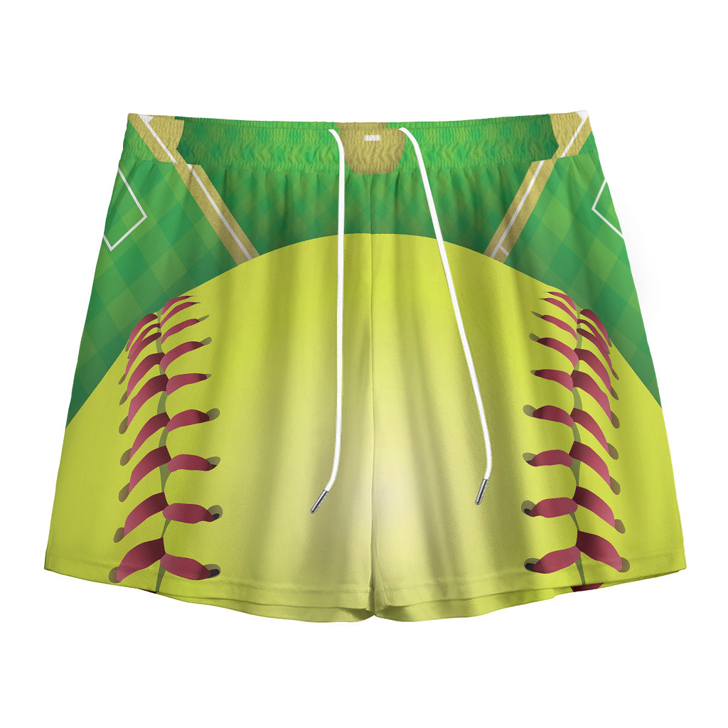 Softball Field And Ball Print Mesh Shorts