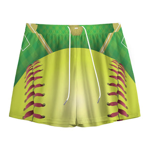 Softball Field And Ball Print Mesh Shorts