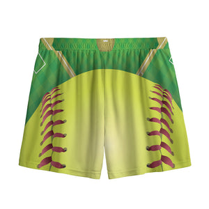 Softball Field And Ball Print Mesh Shorts