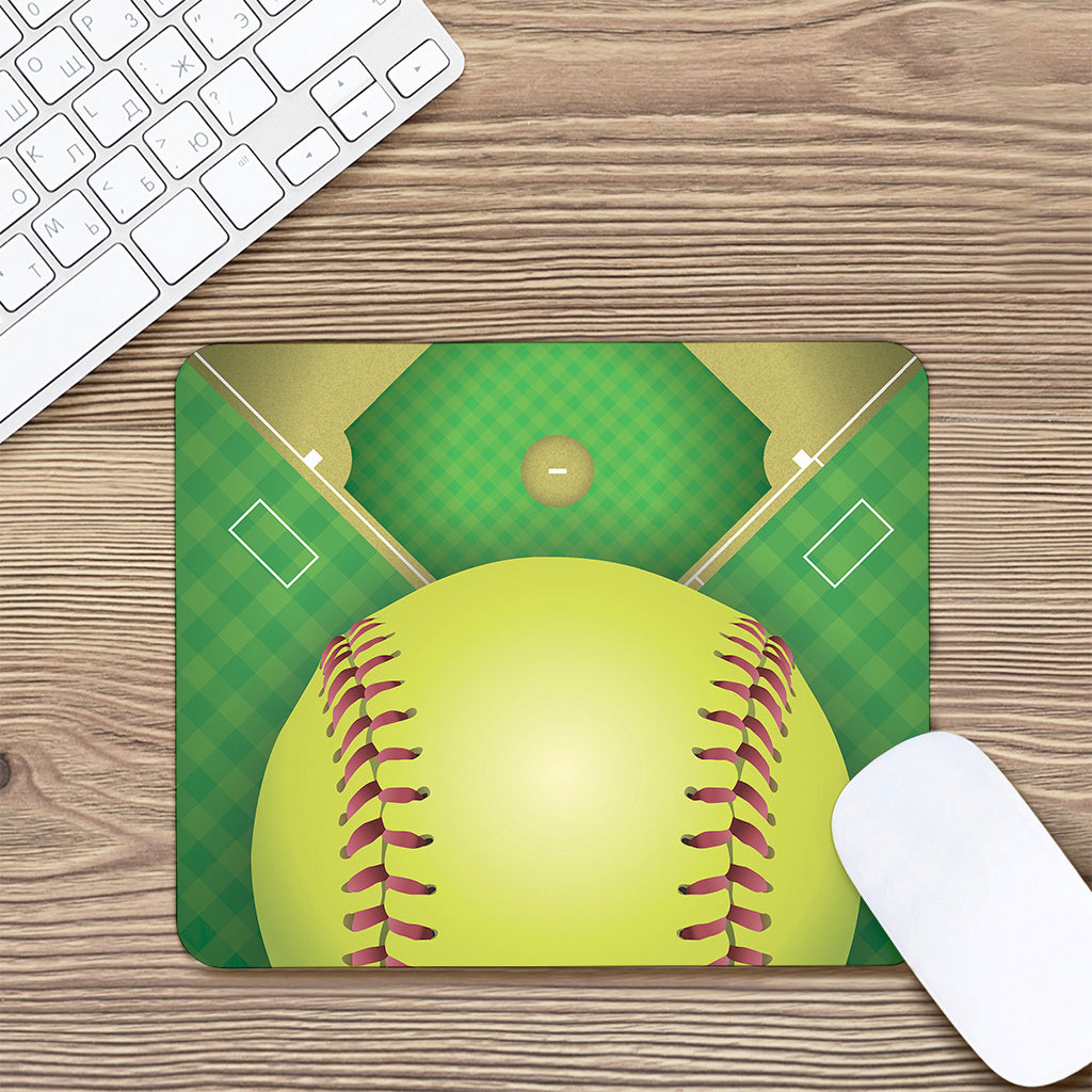 Softball Field And Ball Print Mouse Pad