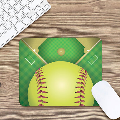 Softball Field And Ball Print Mouse Pad