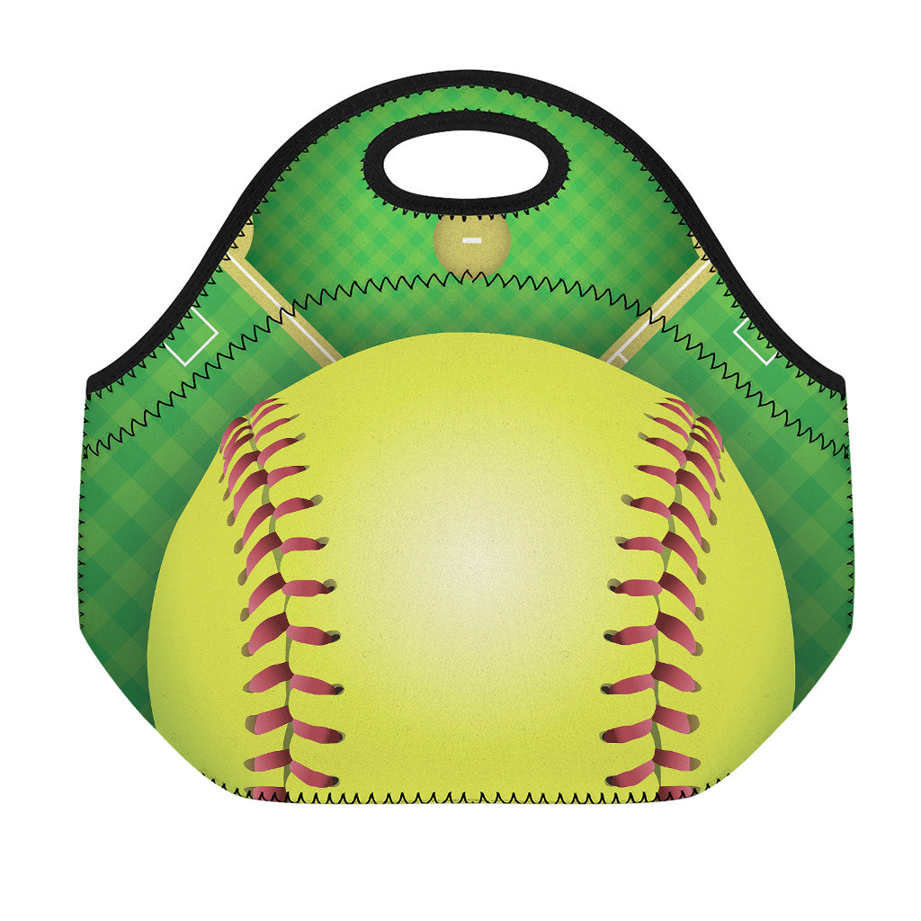 Softball Field And Ball Print Neoprene Lunch Bag