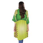 Softball Field And Ball Print Open Front Beach Cover Up