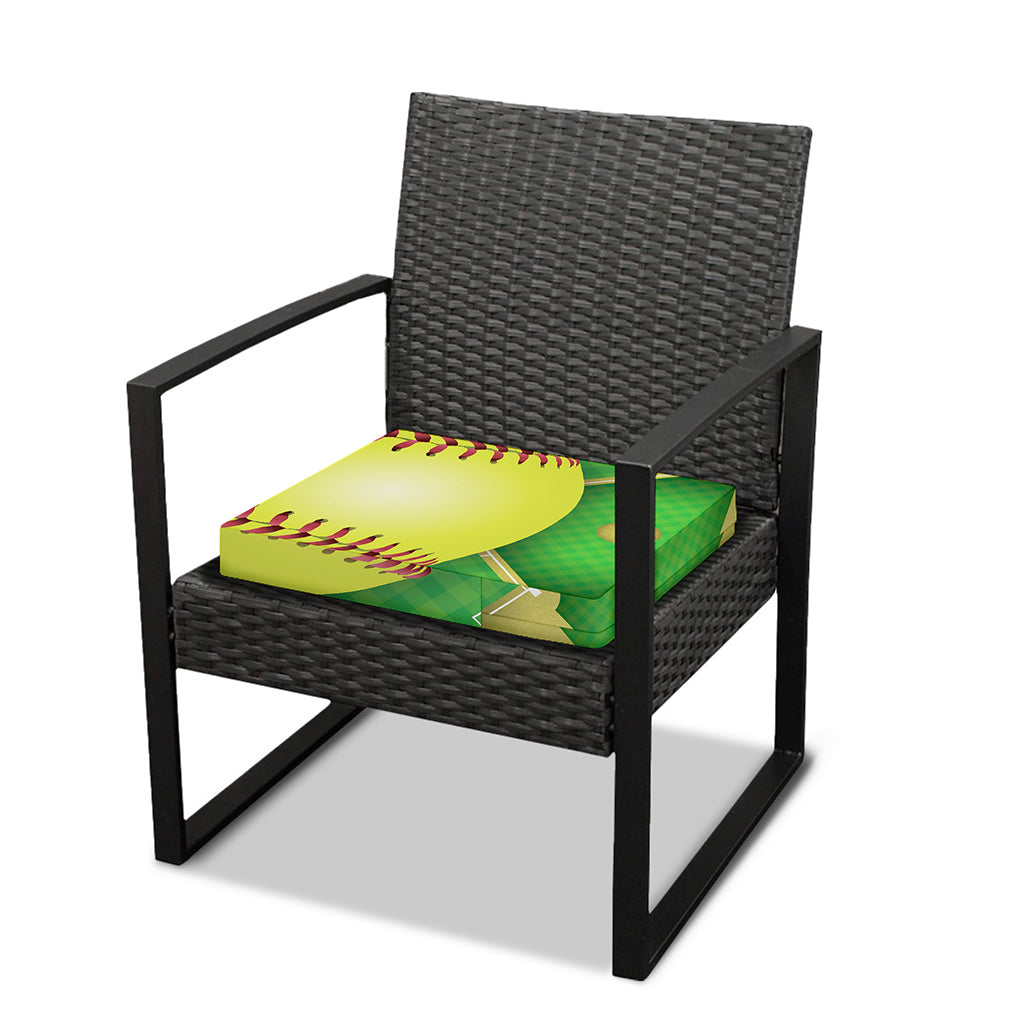 Softball Field And Ball Print Outdoor Seat Cushion Cover