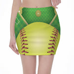 Softball Field And Ball Print Pencil Mini Skirt