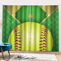 Softball Field And Ball Print Pencil Pleat Curtains