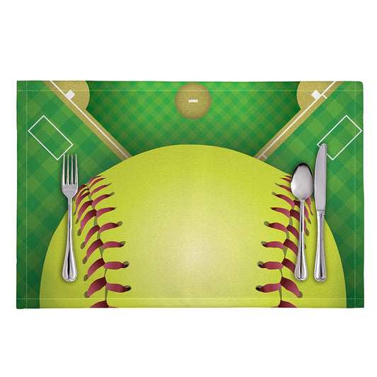 Softball Field And Ball Print Placemat