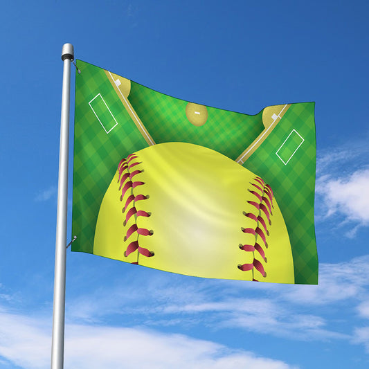 Softball Field And Ball Print Polyester Flag