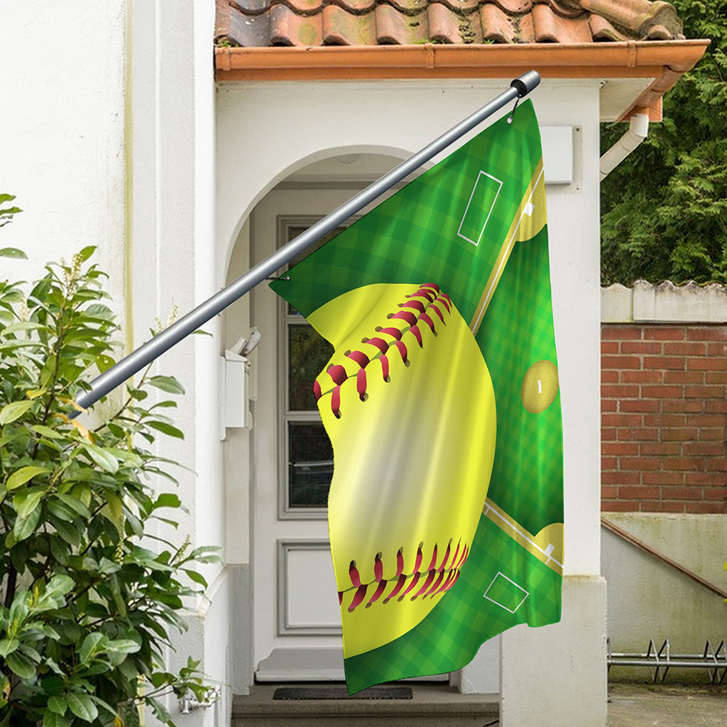 Softball Field And Ball Print Polyester Flag