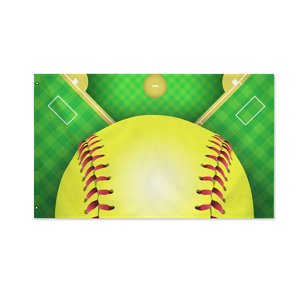 Softball Field And Ball Print Polyester Flag