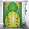 Softball Field And Ball Print Premium Shower Curtain