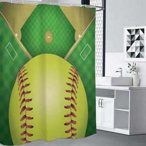 Softball Field And Ball Print Premium Shower Curtain