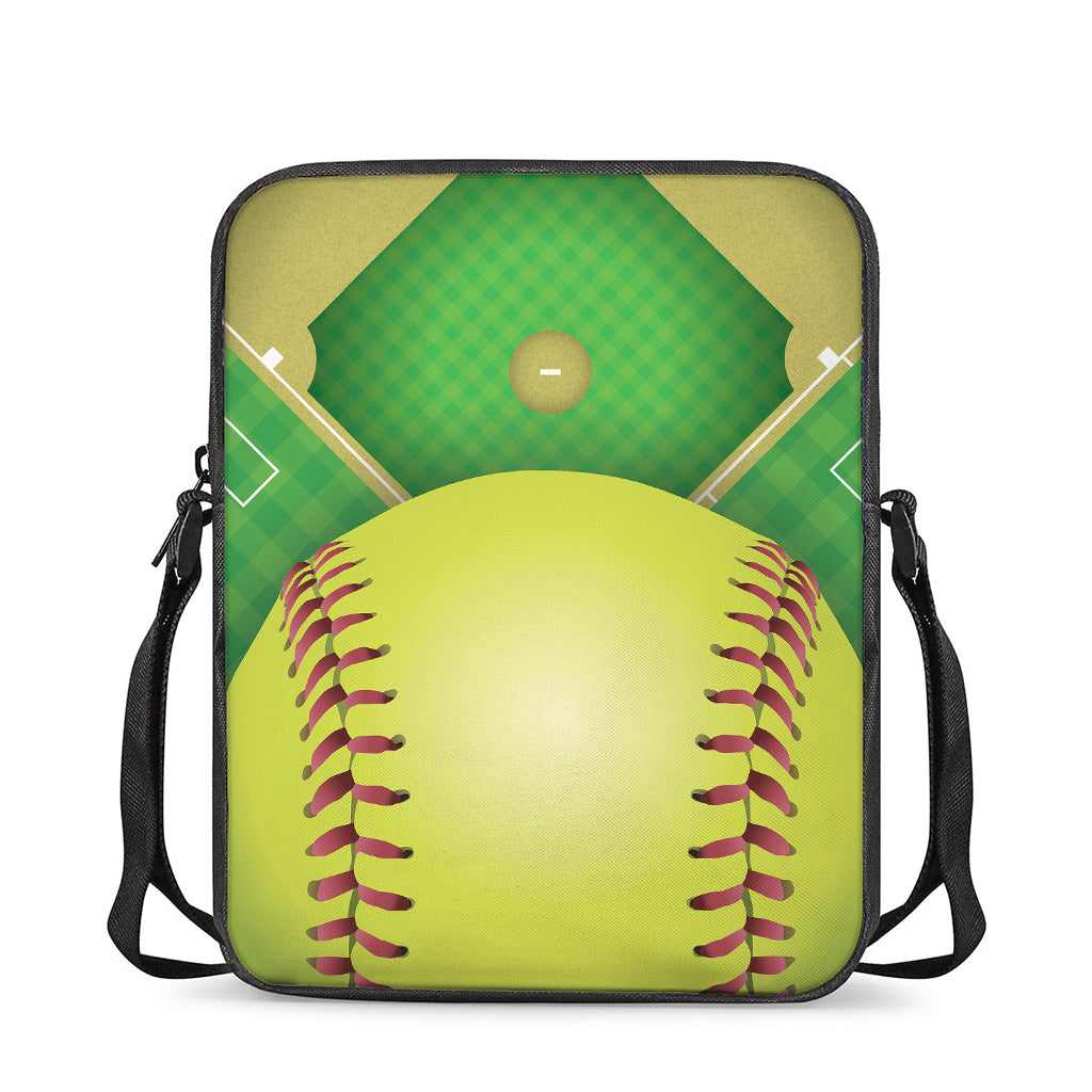 Softball Field And Ball Print Rectangular Crossbody Bag