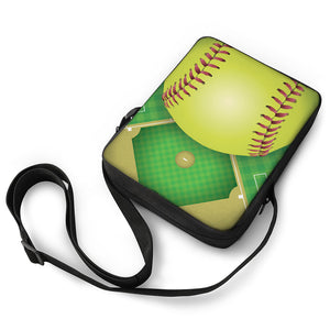 Softball Field And Ball Print Rectangular Crossbody Bag