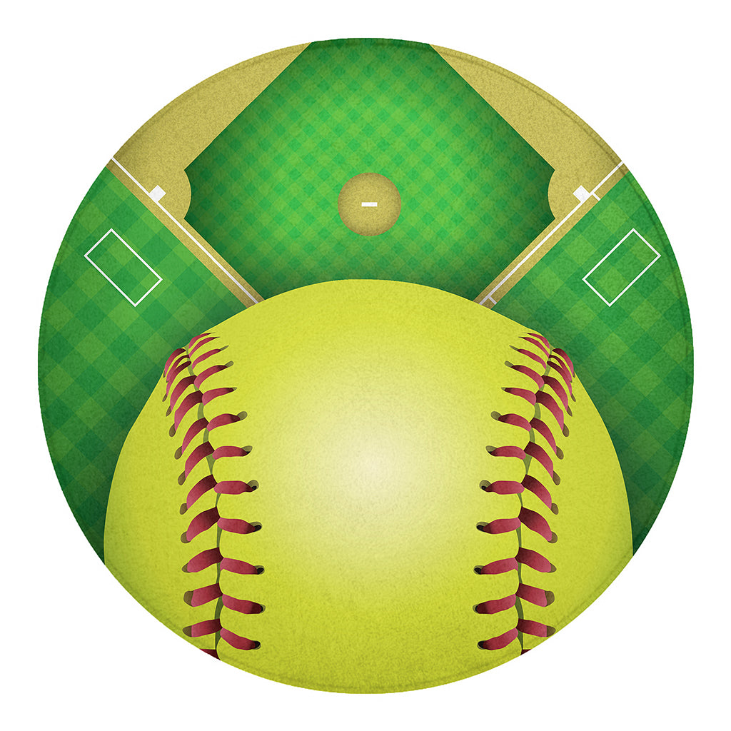 Softball Field And Ball Print Round Blanket