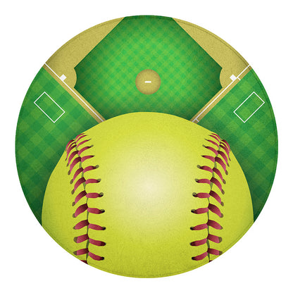 Softball Field And Ball Print Round Blanket