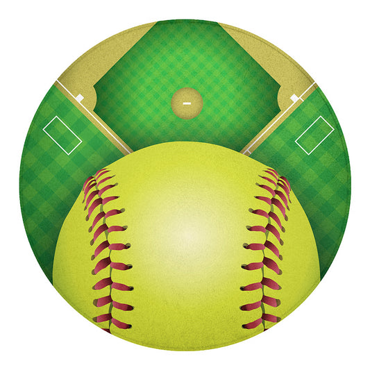 Softball Field And Ball Print Round Blanket