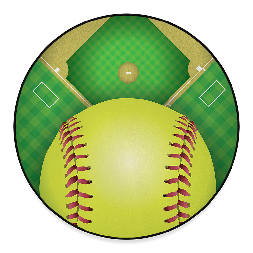 Softball Field And Ball Print Round Floor Mat