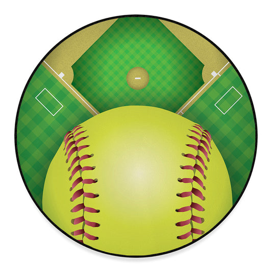 Softball Field And Ball Print Round Floor Mat