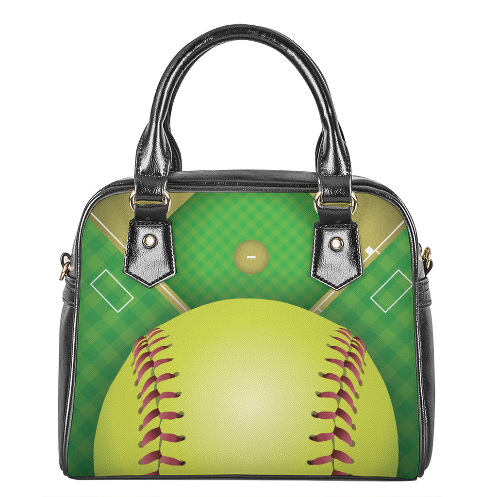 Softball Field And Ball Print Shoulder Handbag