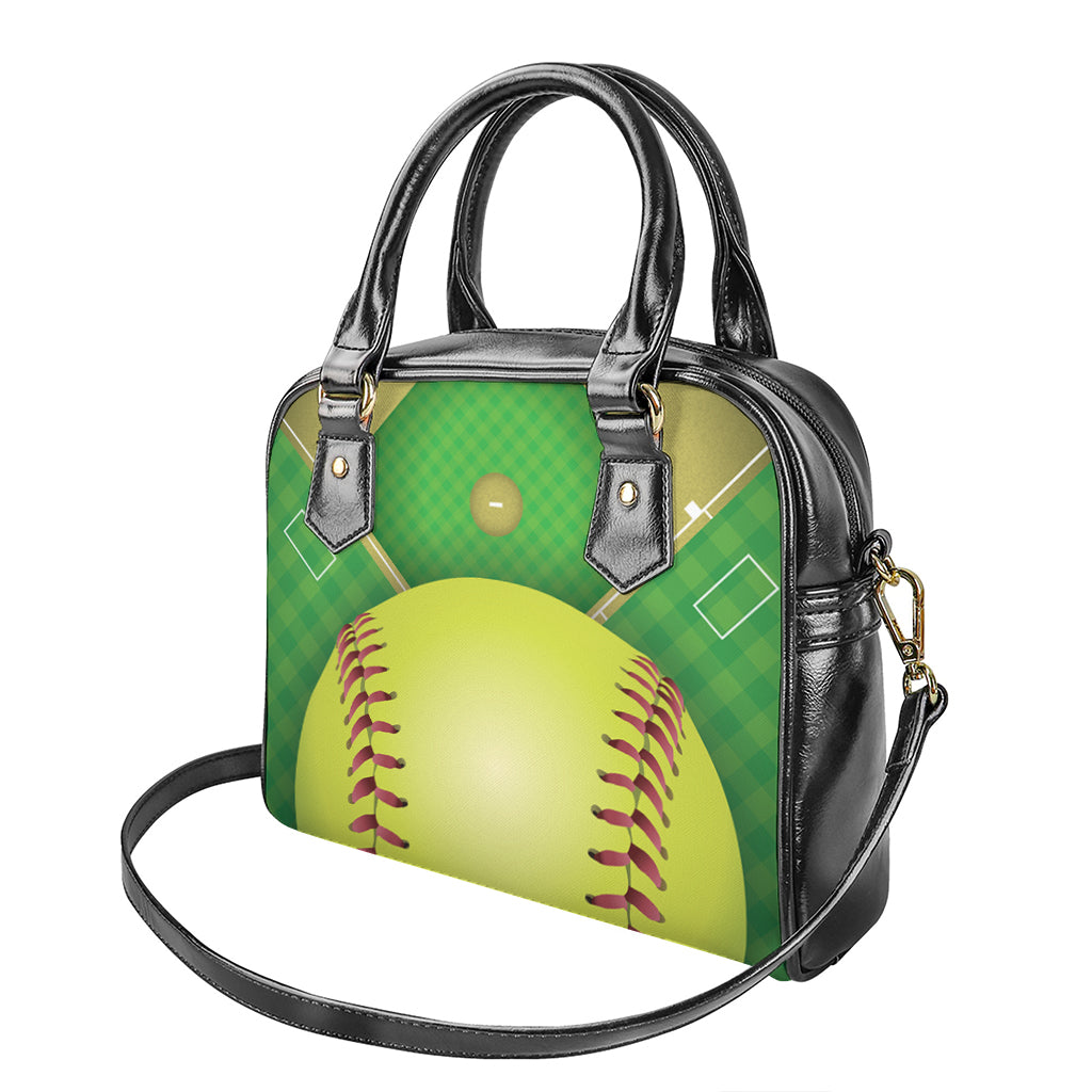 Softball Field And Ball Print Shoulder Handbag