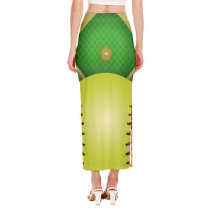 Softball Field And Ball Print Side Slit Maxi Skirt