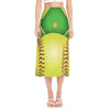 Softball Field And Ball Print Side Slit Midi Skirt