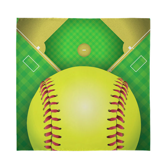 Softball Field And Ball Print Silk Bandana