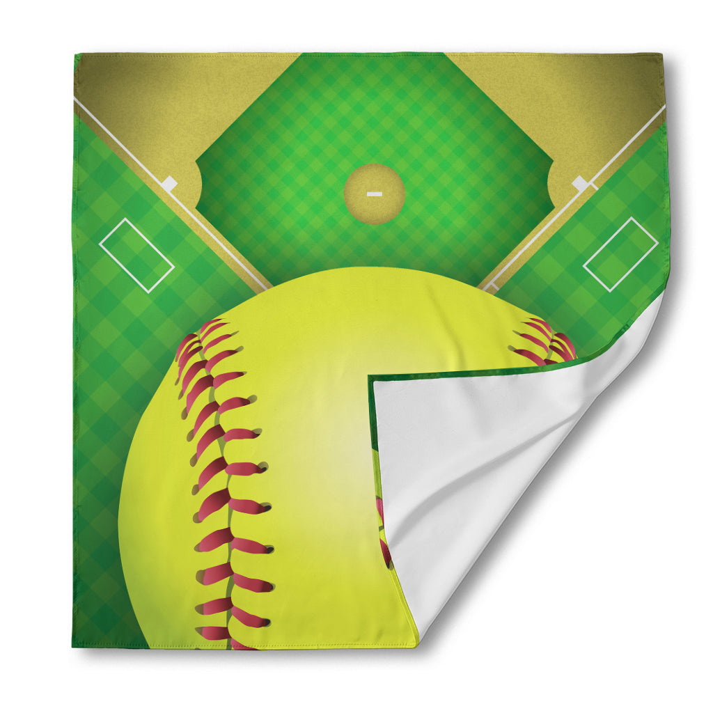 Softball Field And Ball Print Silk Bandana