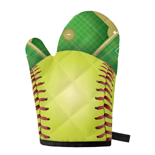 Softball Field And Ball Print Single Oven Mitt