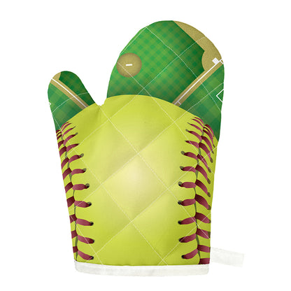 Softball Field And Ball Print Single Oven Mitt