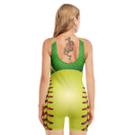 Softball Field And Ball Print Sleeveless One Piece Swimsuit