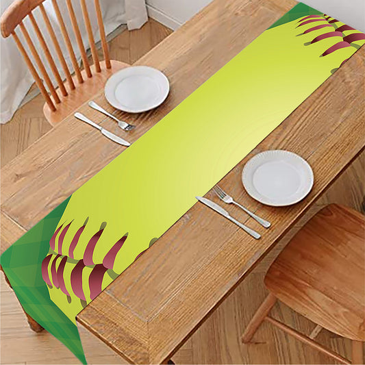 Softball Field And Ball Print Table Runner