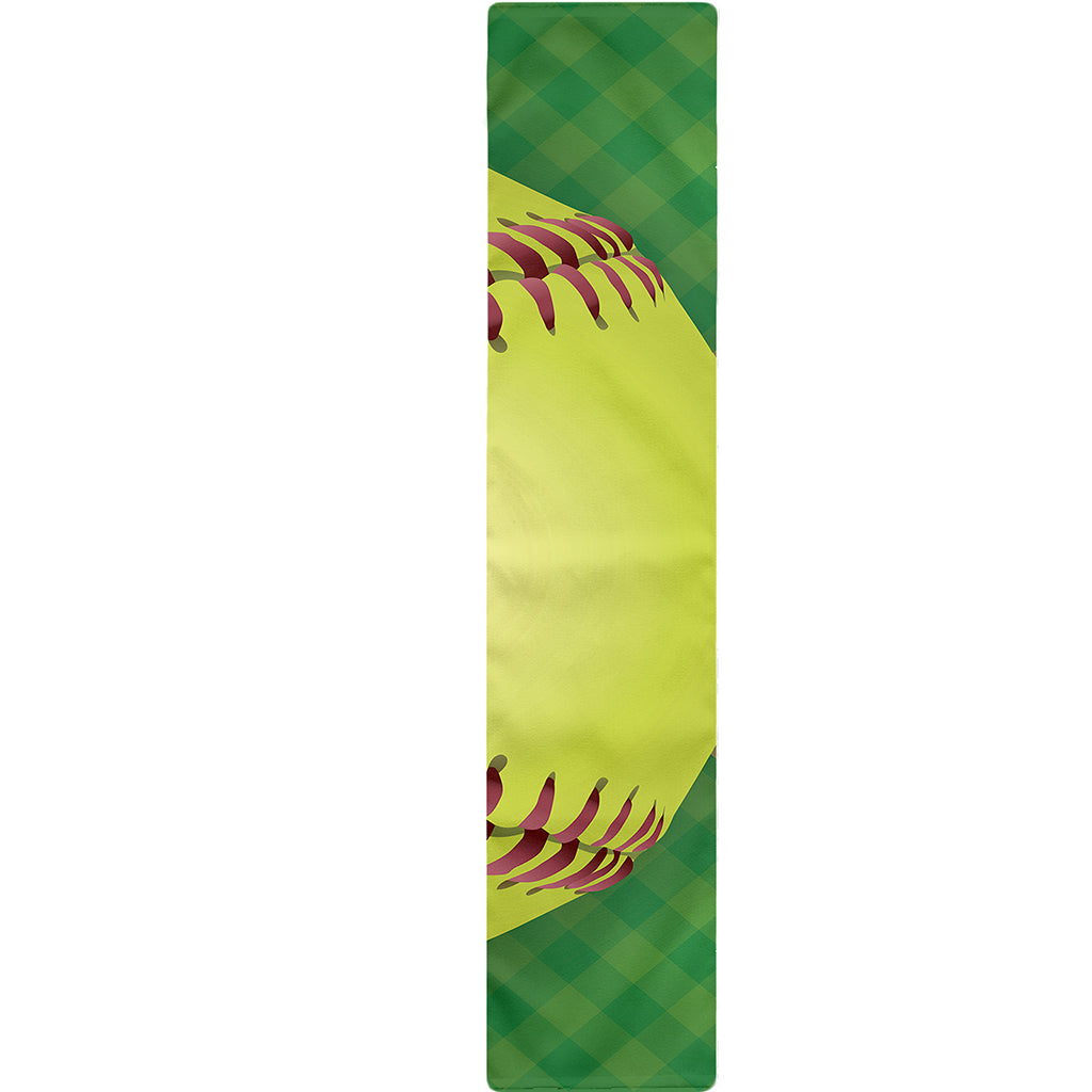 Softball Field And Ball Print Table Runner
