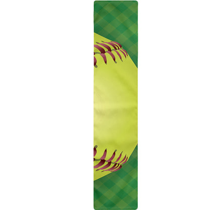 Softball Field And Ball Print Table Runner