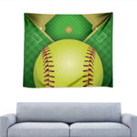 Softball Field And Ball Print Tapestry