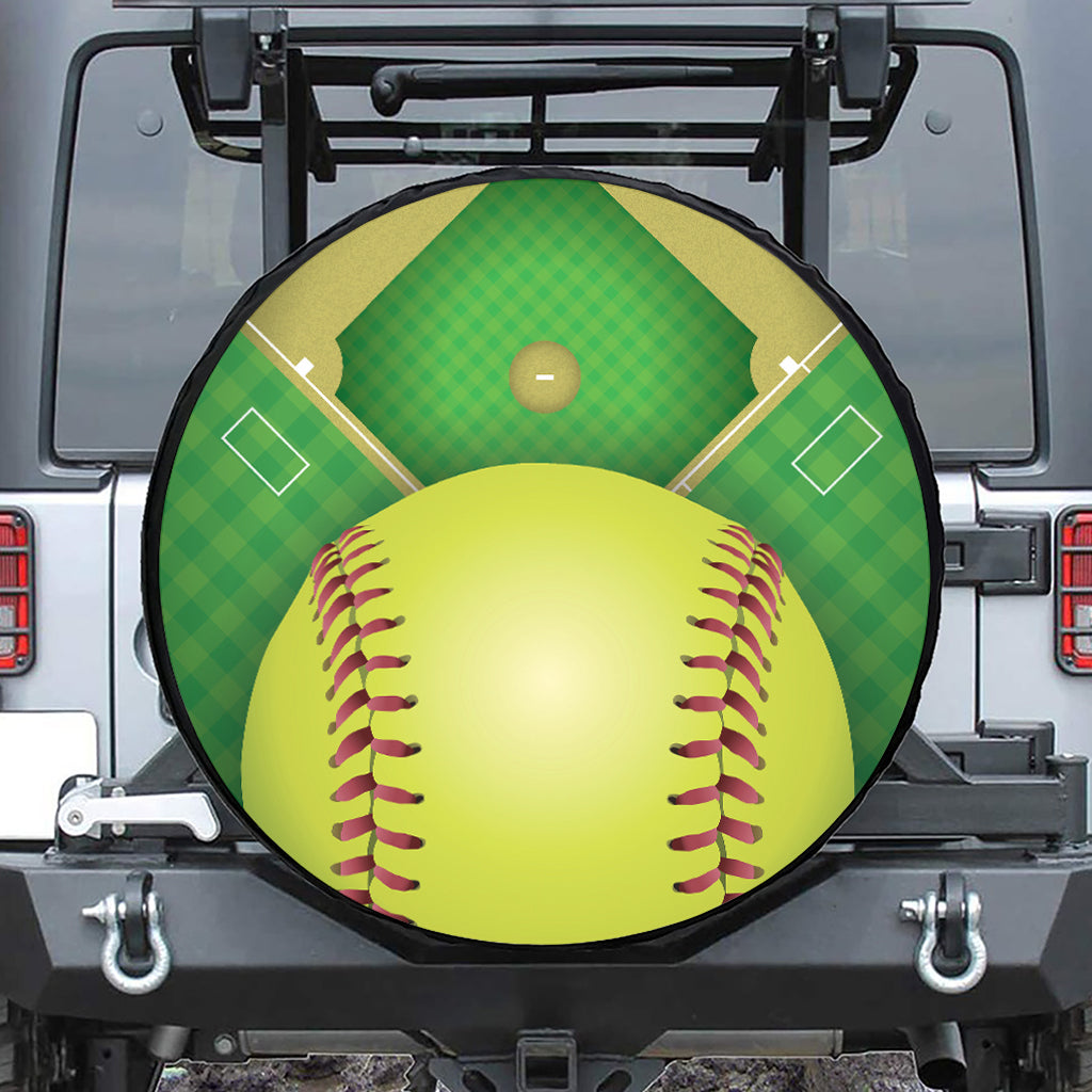 Softball Field And Ball Print Tire Cover