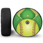 Softball Field And Ball Print Tire Cover With Camera Hole