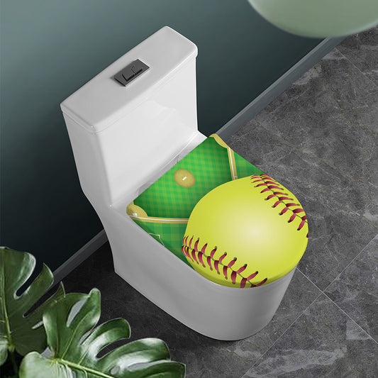 Softball Field And Ball Print Toilet Lid Cover