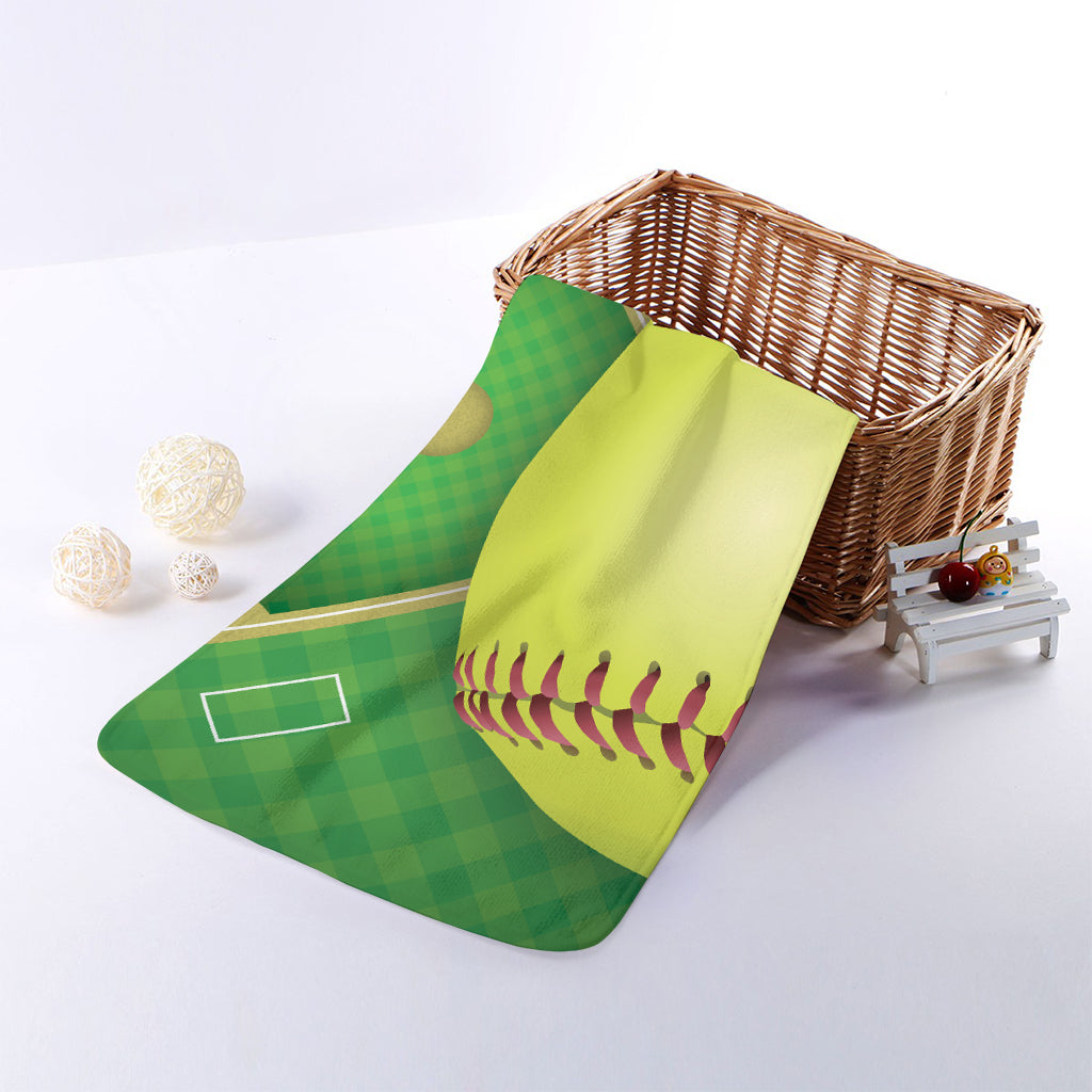 Softball Field And Ball Print Towel