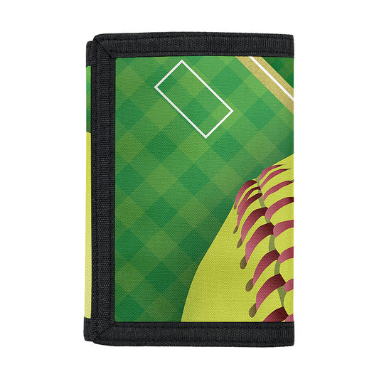 Softball Field And Ball Print Trifold Wallet