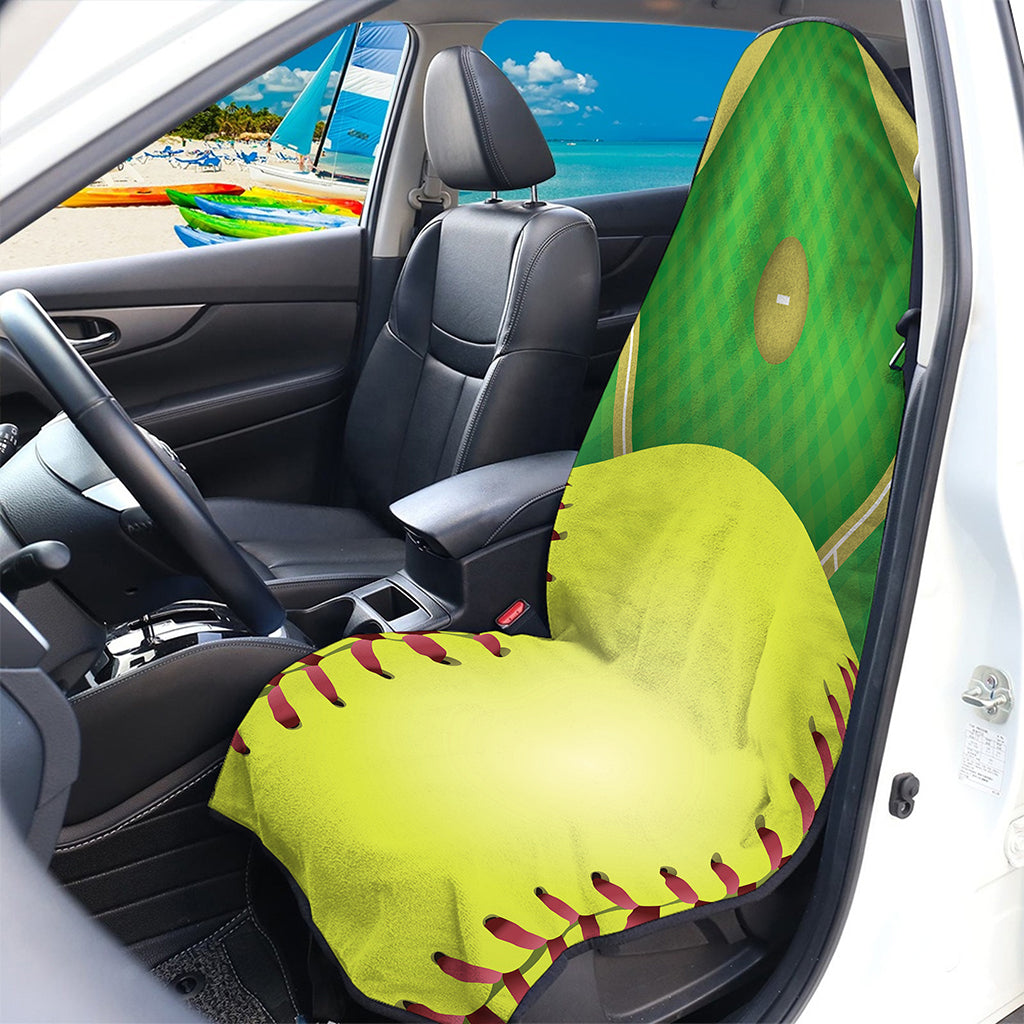 Softball Field And Ball Print Waterproof Car Seat Cover