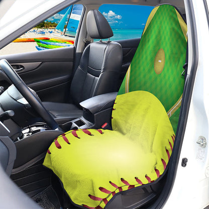 Softball Field And Ball Print Waterproof Car Seat Cover