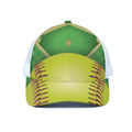 Softball Field And Ball Print White Mesh Trucker Hat