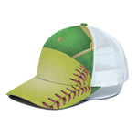 Softball Field And Ball Print White Mesh Trucker Cap