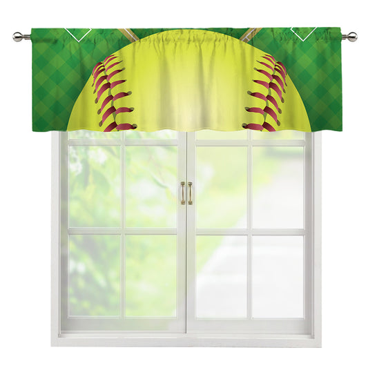 Softball Field And Ball Print Window Valance