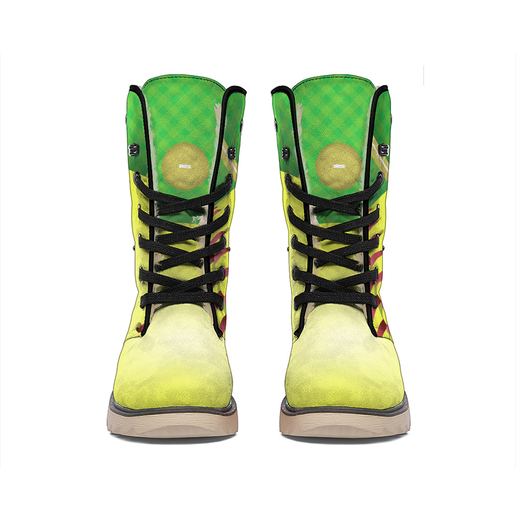 Softball Field And Ball Print Winter Boots