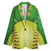 Softball Field And Ball Print Women's Cotton Blazer